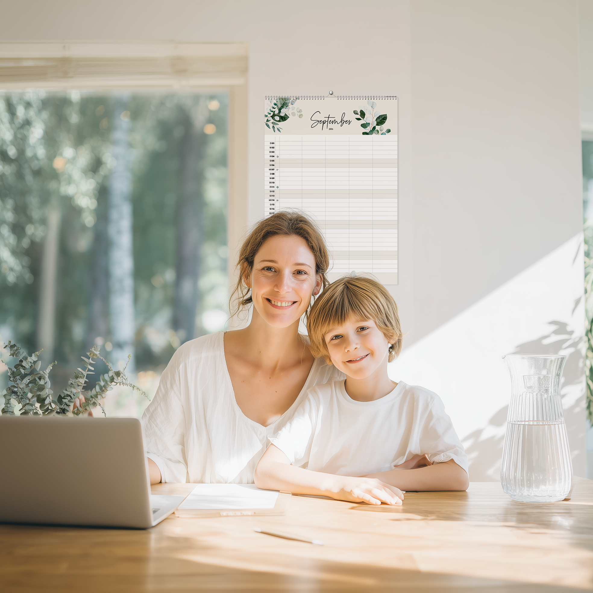 A3 Familienplaner GREENERY 5 Spalten 2026 botanisch