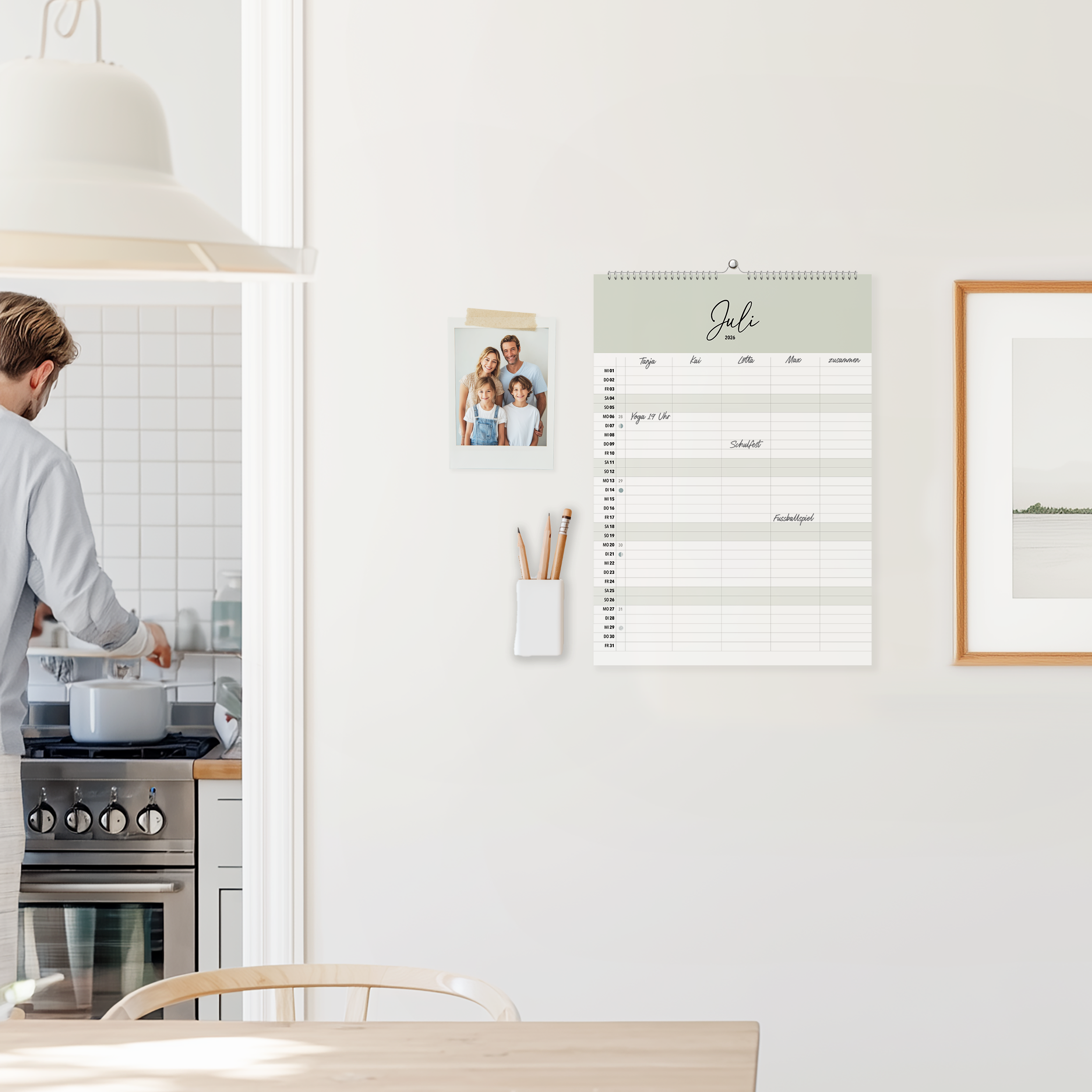A3 Familienplaner COZY 5 Spalten 2026 minimalistisch