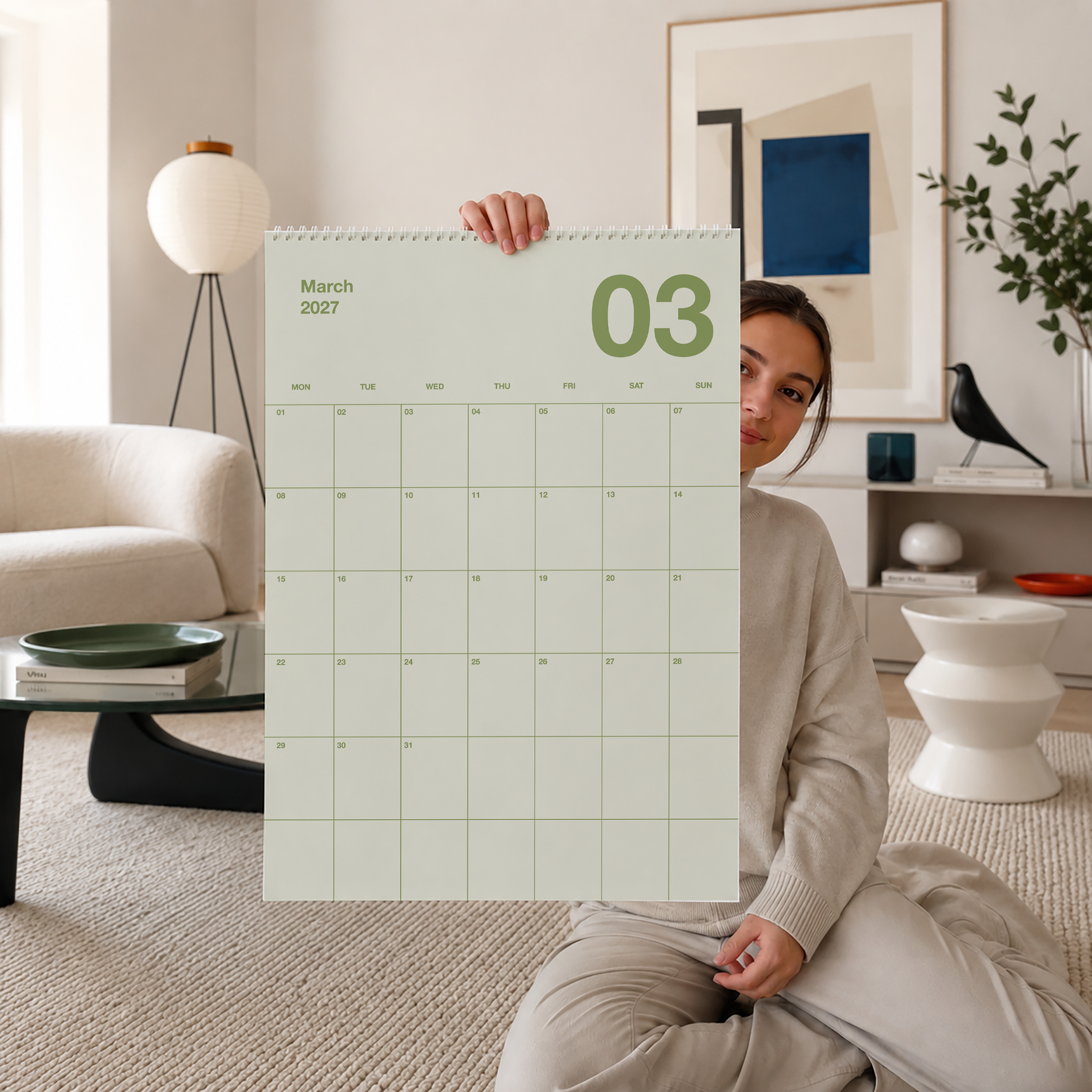A2 Natürlicher Designkalender 2027 Natural