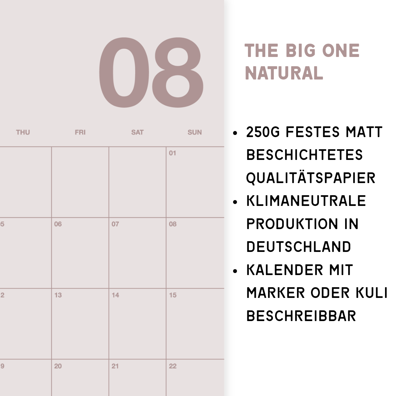 A2 Natürlicher Designkalender 2027 Natural