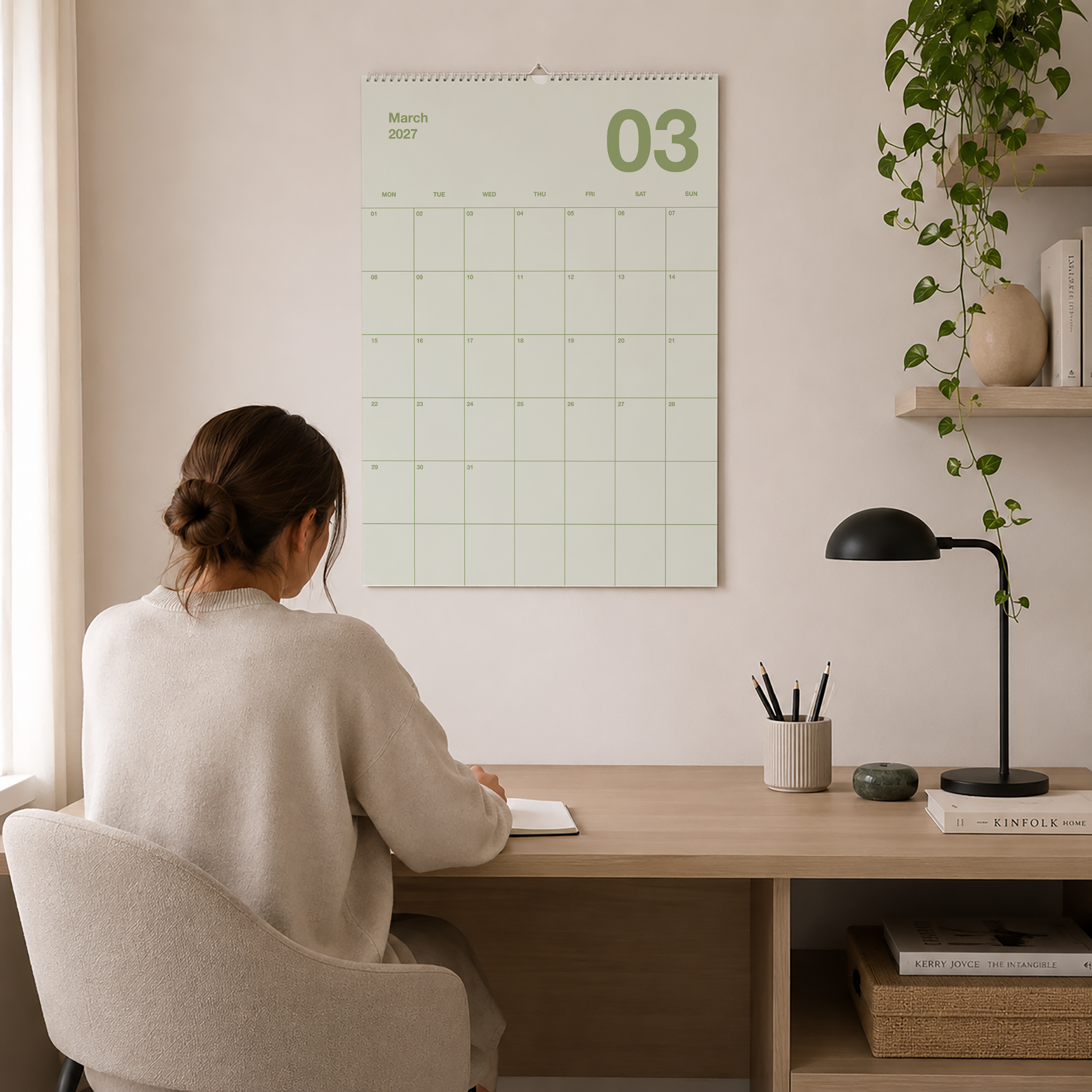 A2 Natürlicher Designkalender 2027 Natural