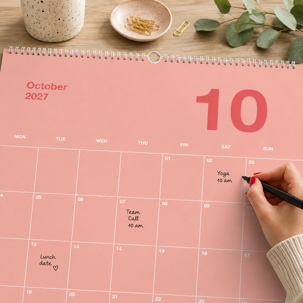 A2 Bunter Design Wandkalender 2027 Pastell
