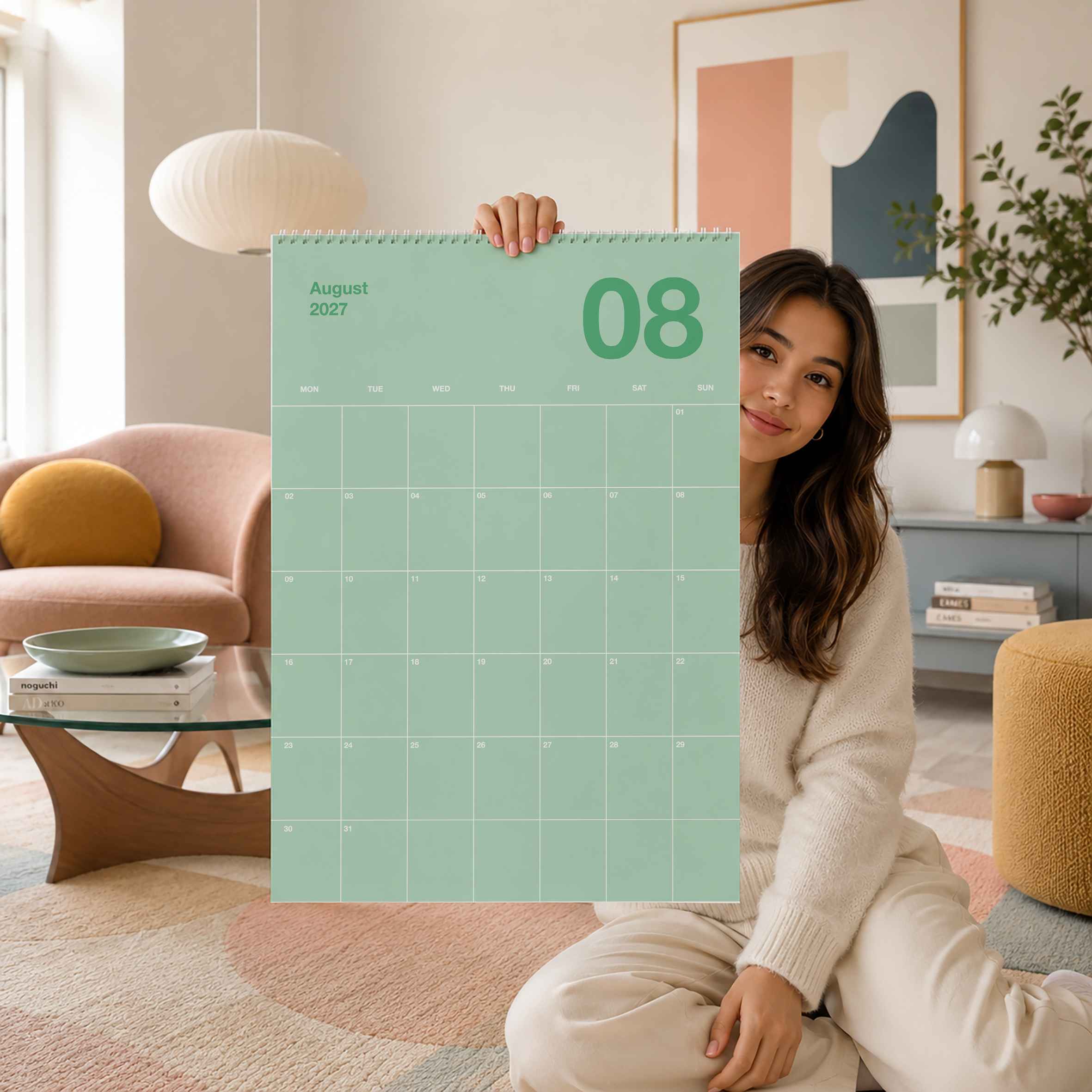 A2 Bunter Design Wandkalender 2027 Pastell