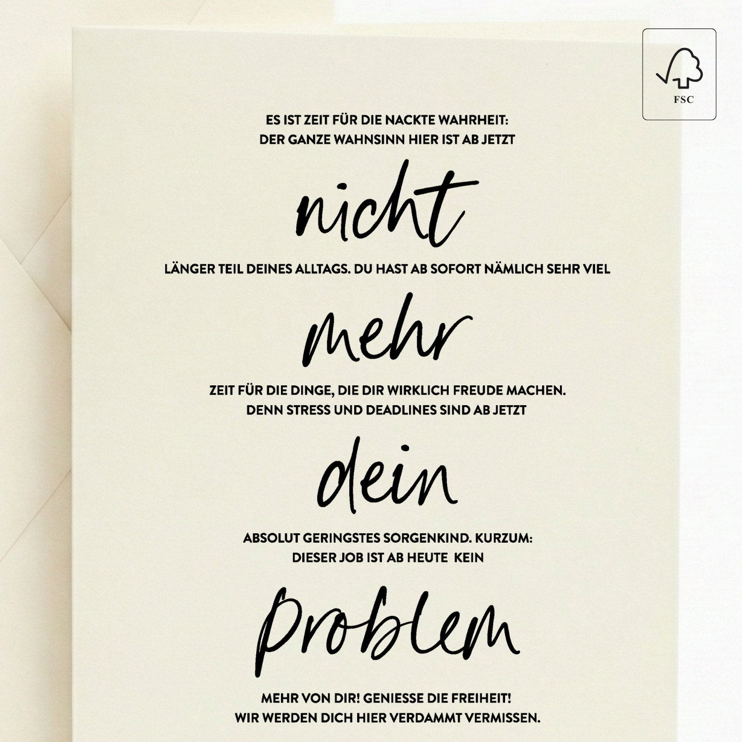 Abschiedskarte Rente "Nicht mehr dein Problem" | XL A5 Grußkarte Kollegen zum Ruhestand