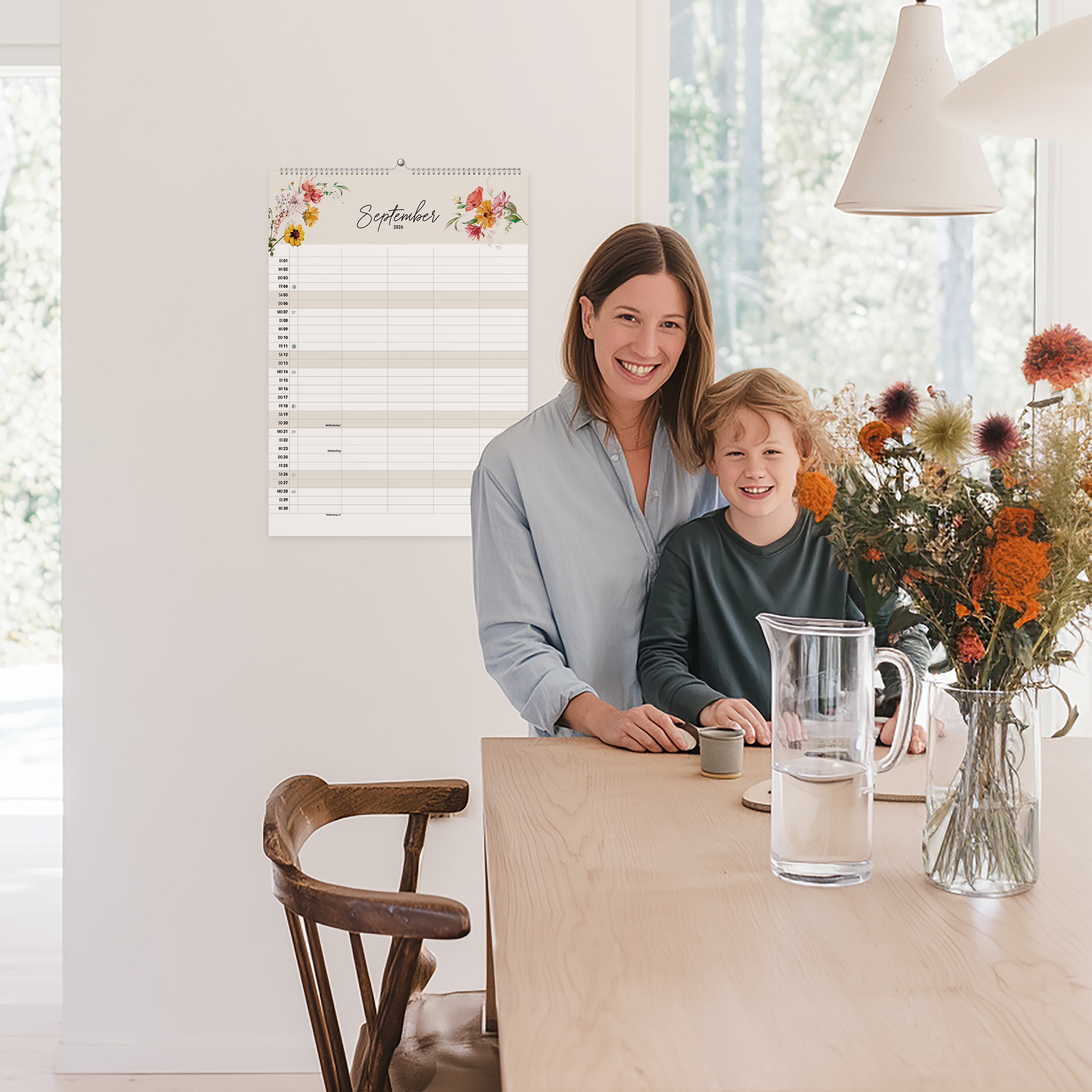 A3 Familienplaner WILDFLOWER 5 Spalten 2026 blumig